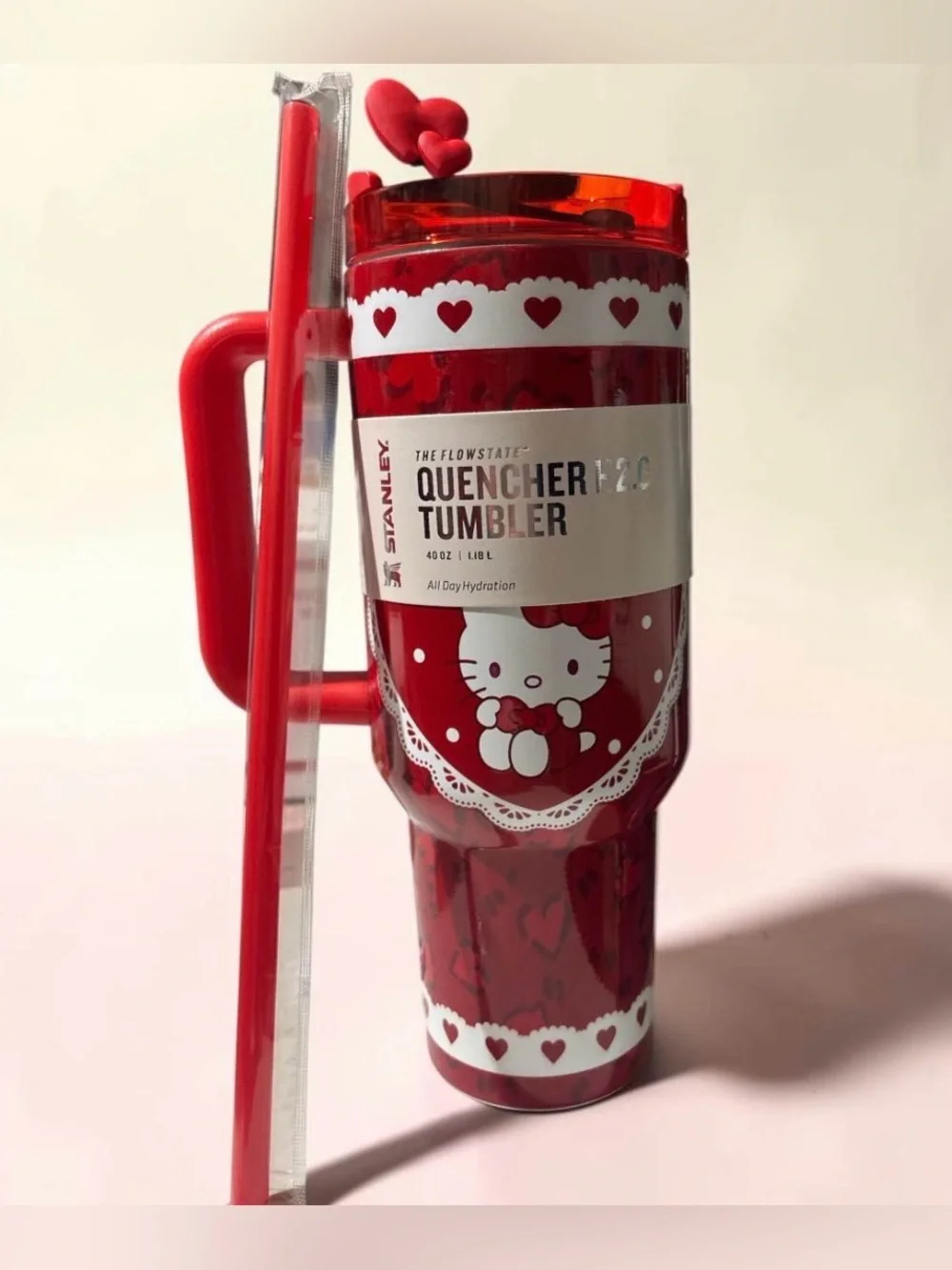 NIB Stanley Red Special Edition Hello Kitty 40oz Tumbler in Gift Box! Glows! - Picture 7 of 8